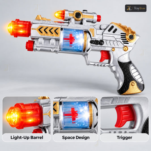 Space Toy Gun with Light & Sound – features