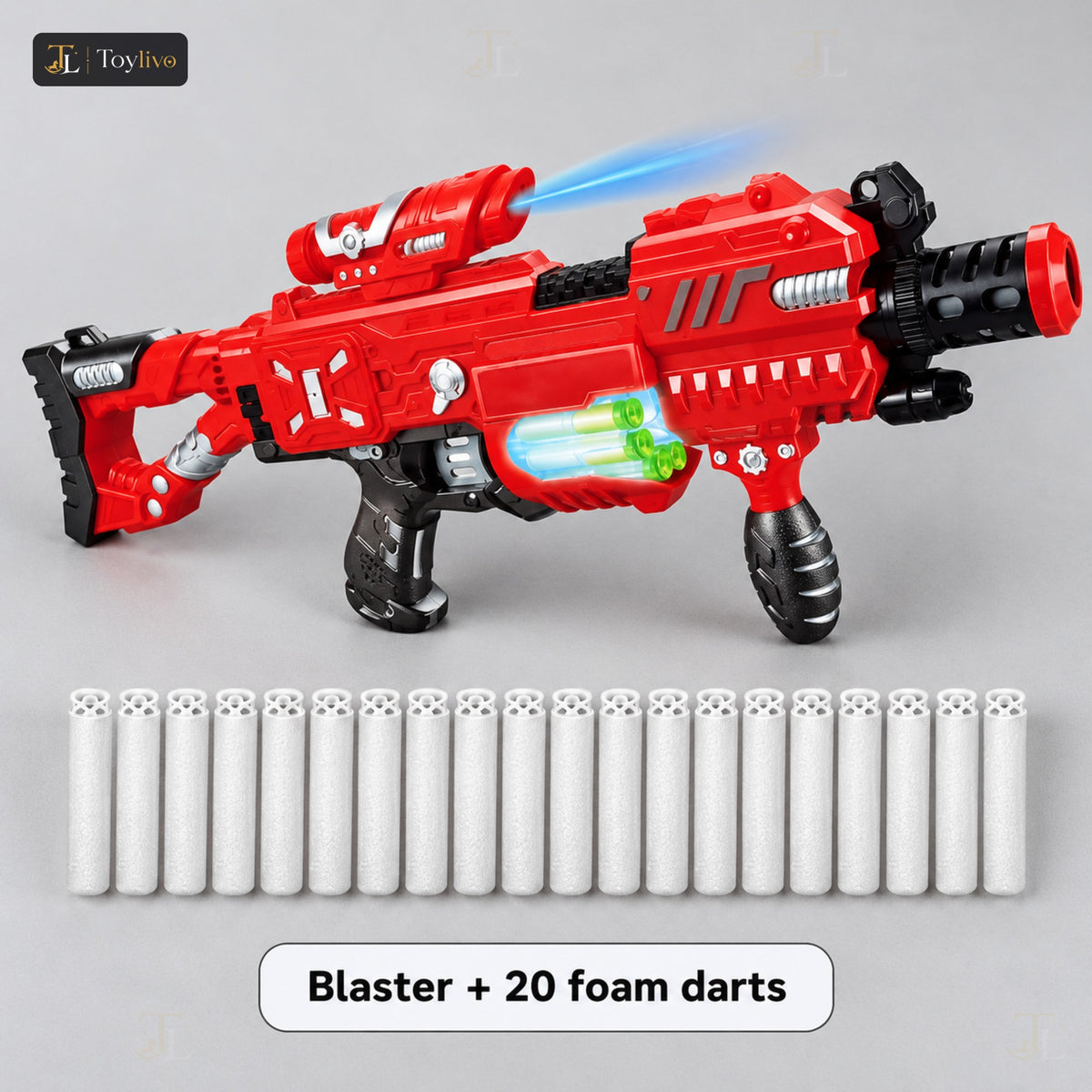 Soft Dart Blaster Gun with Lights (20 Darts) – features