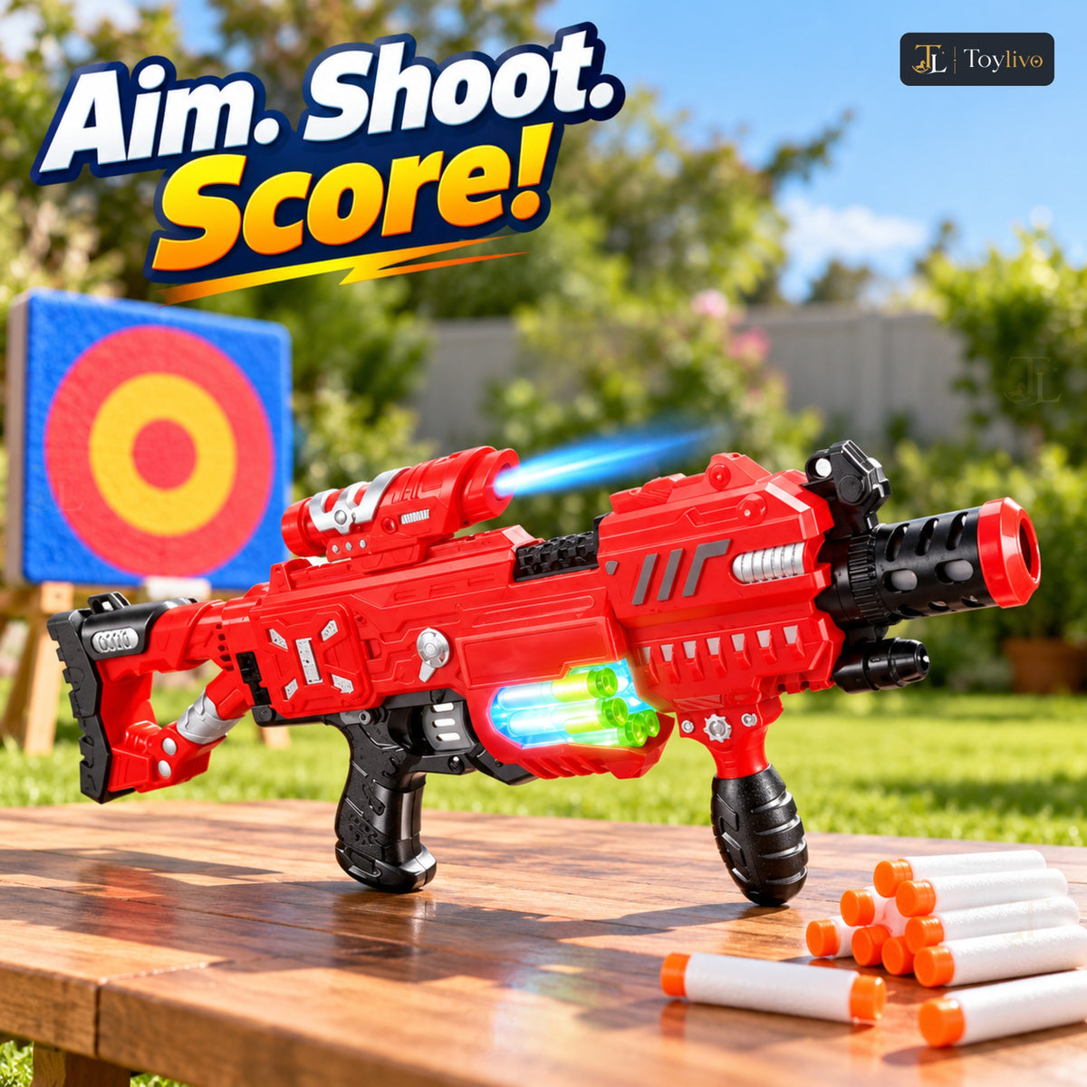 Soft Dart Blaster Gun with Lights (20 Darts) – features