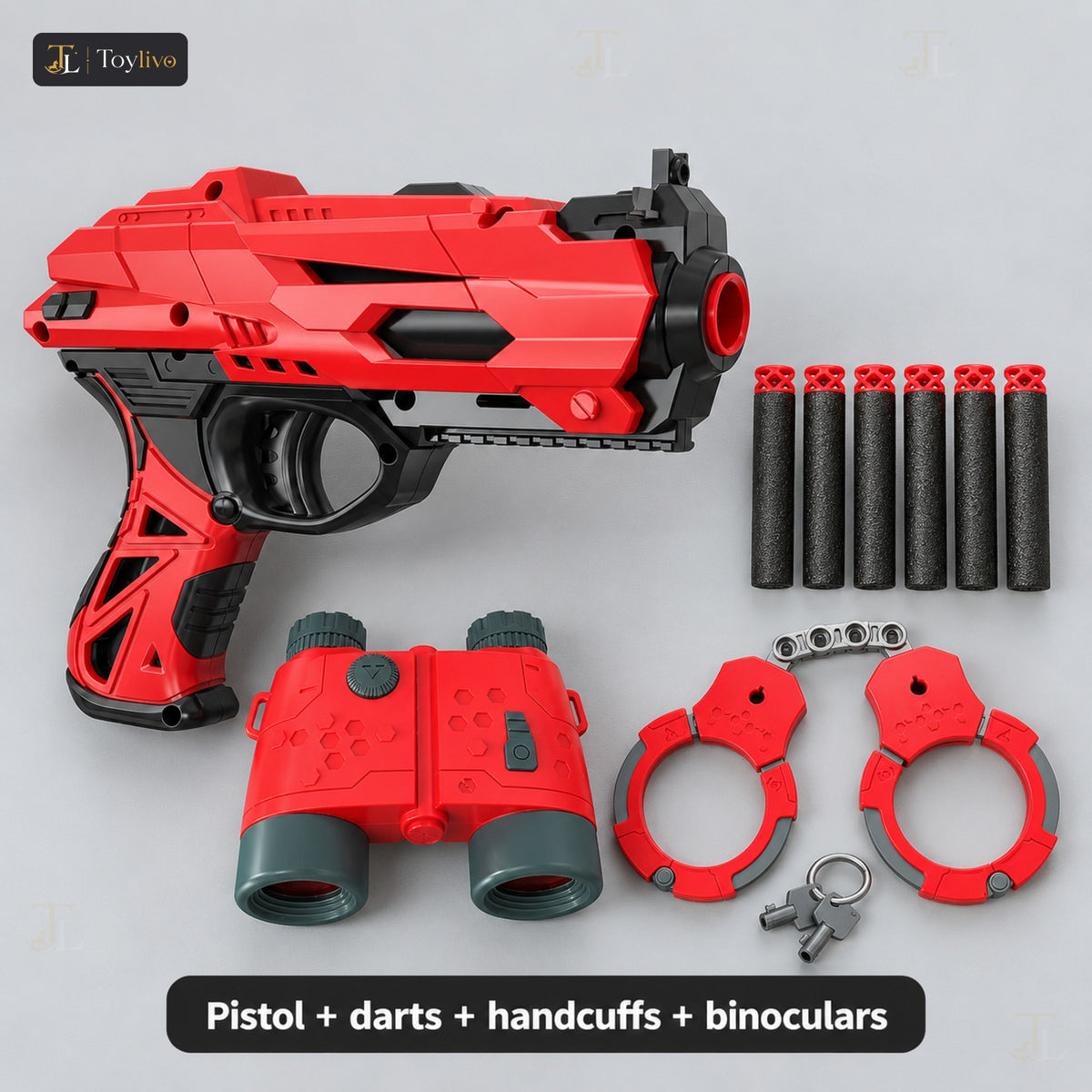 Police Toy Gun Set with Handcuffs & Binoculars – features