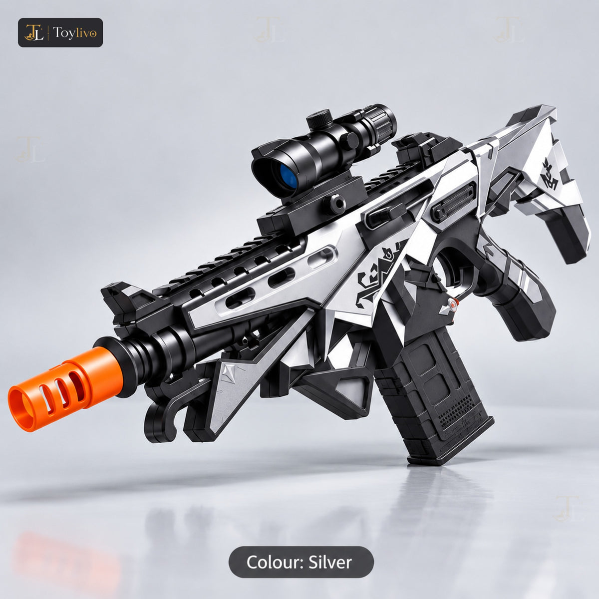 Electric Soft Bullet Gun with Scope (70 cm) – silver