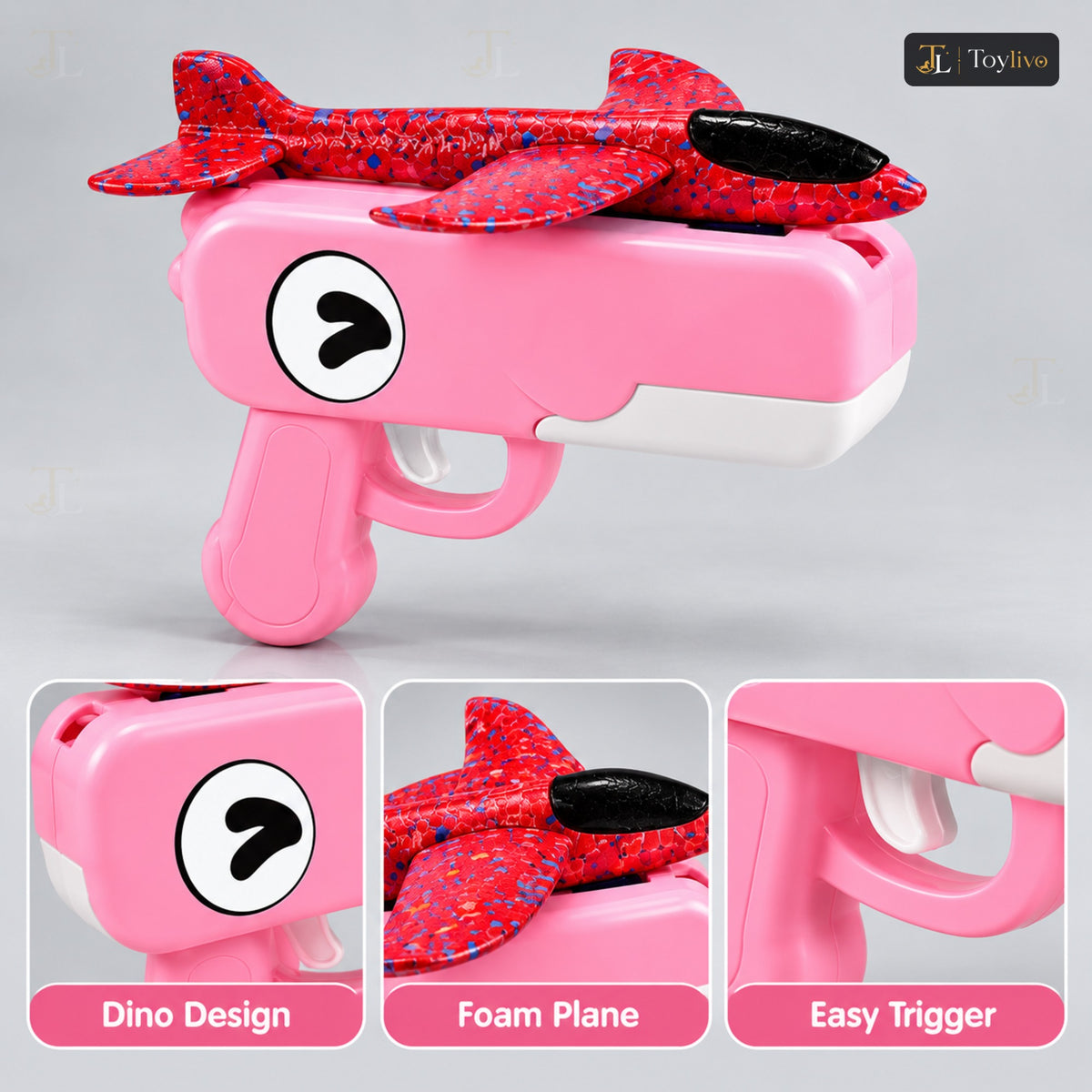 Cute Dinosaur Launcher Gun with Foam Planes – features