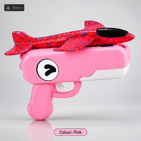 Cute Dinosaur Launcher Gun with Foam Planes – pink