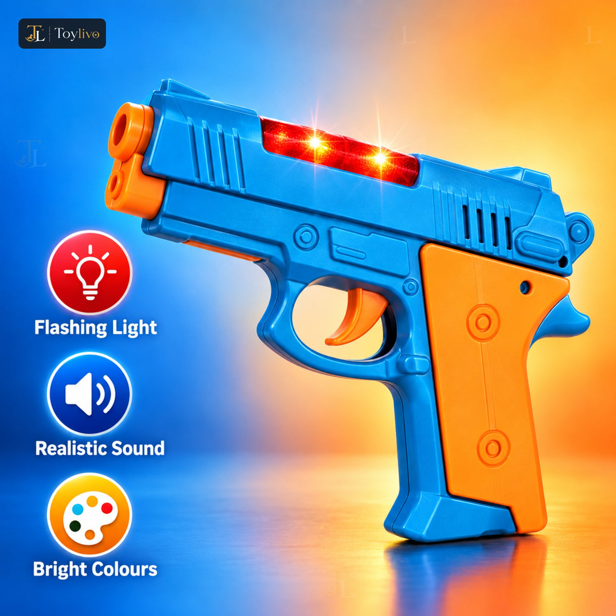 Toy Pistol Gun with Light & Sound – features