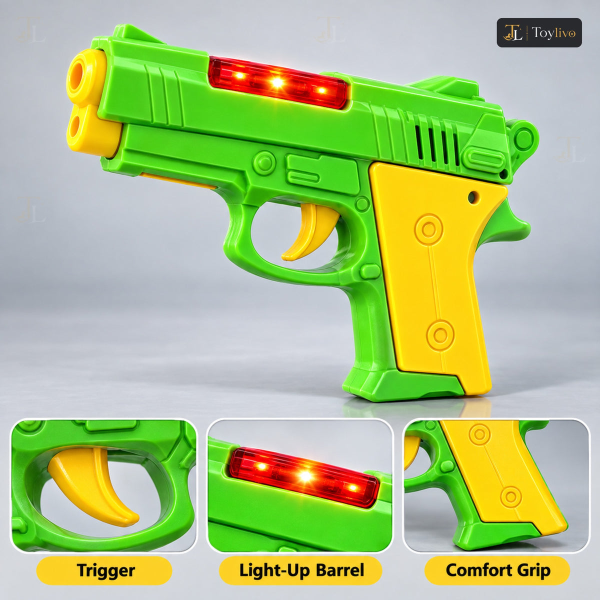 Toy Pistol Gun with Light & Sound – features