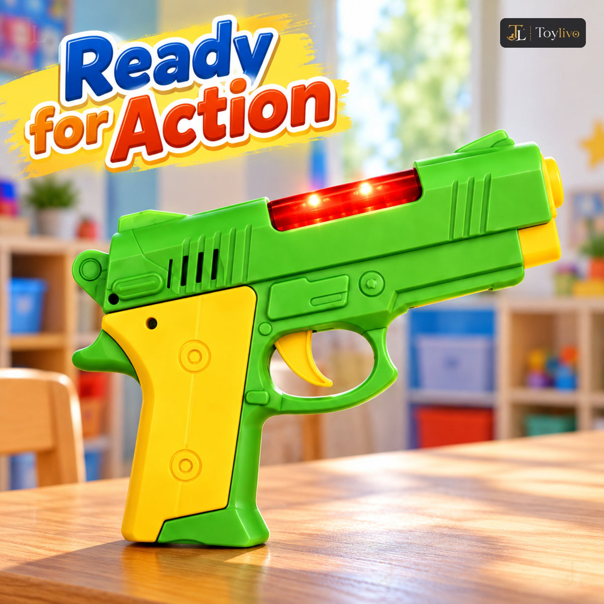 Toy Pistol Gun with Light & Sound – features