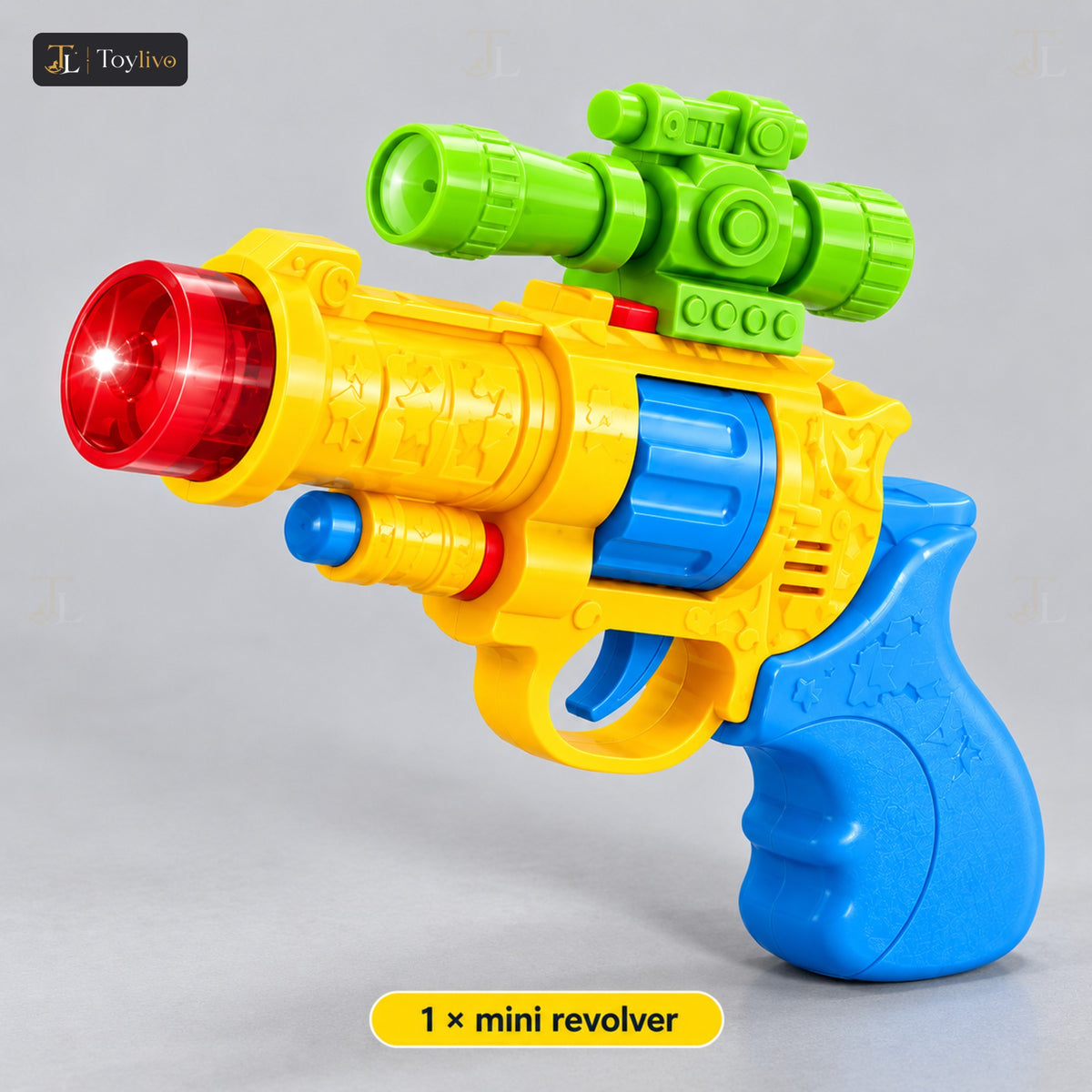 Sound & Light Mini Revolver Toy Gun – features