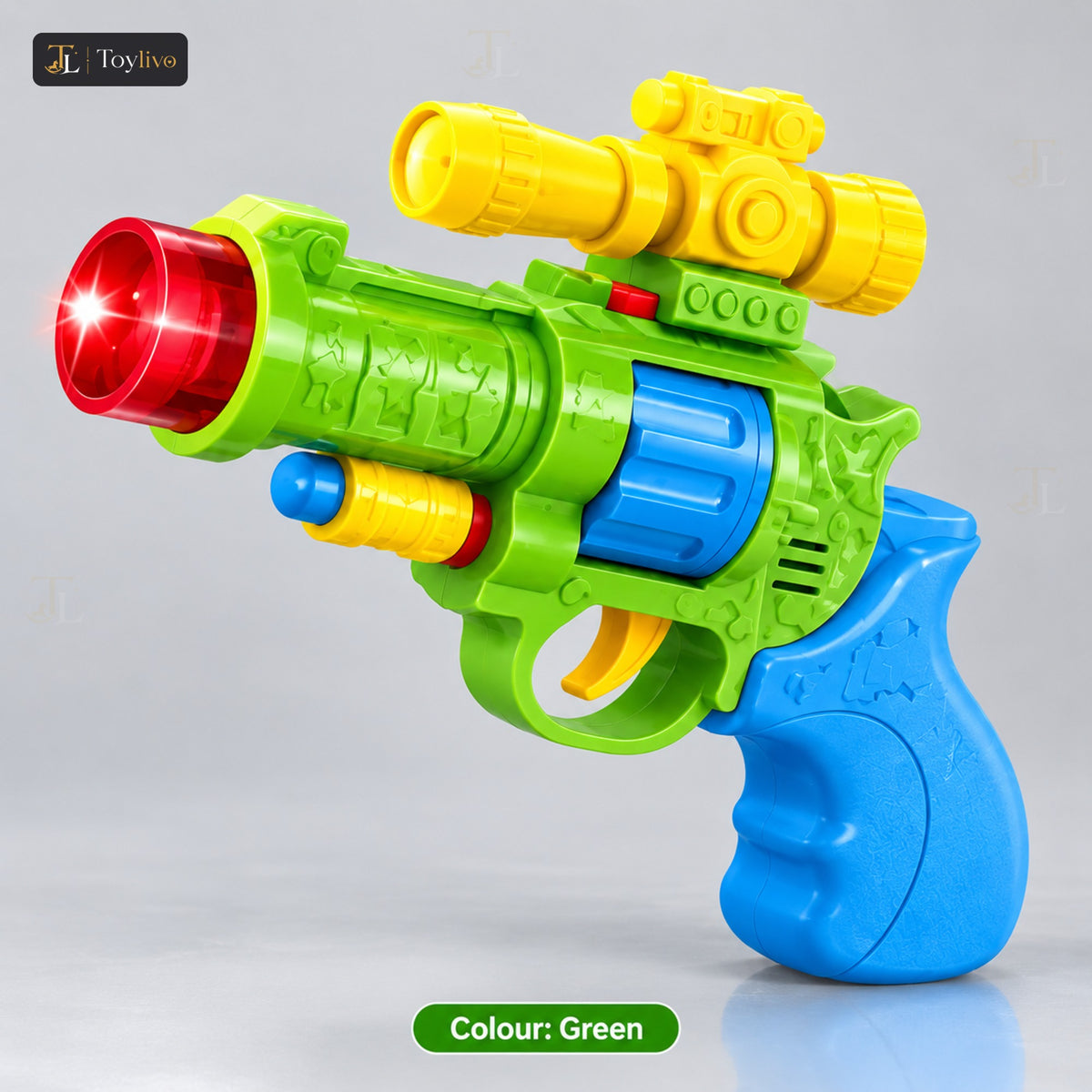 Sound & Light Mini Revolver Toy Gun – green