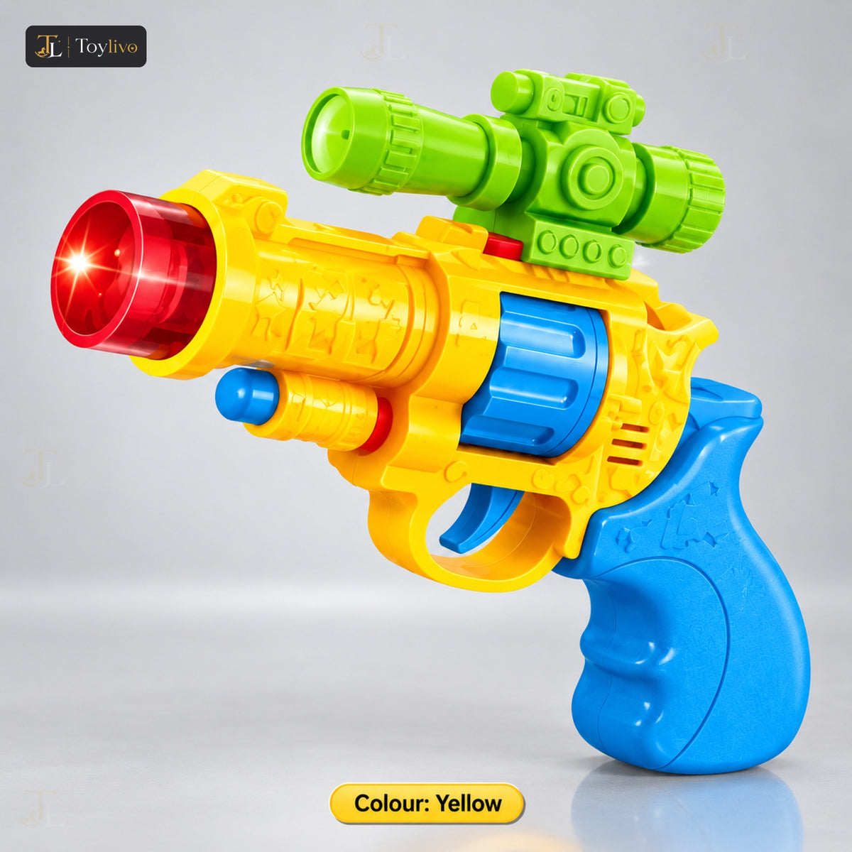Sound & Light Mini Revolver Toy Gun – yellow
