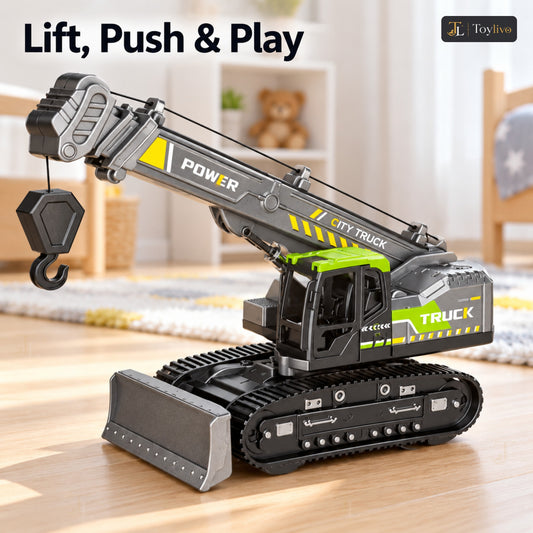 Friction Powered Crawler Crane Toy – features