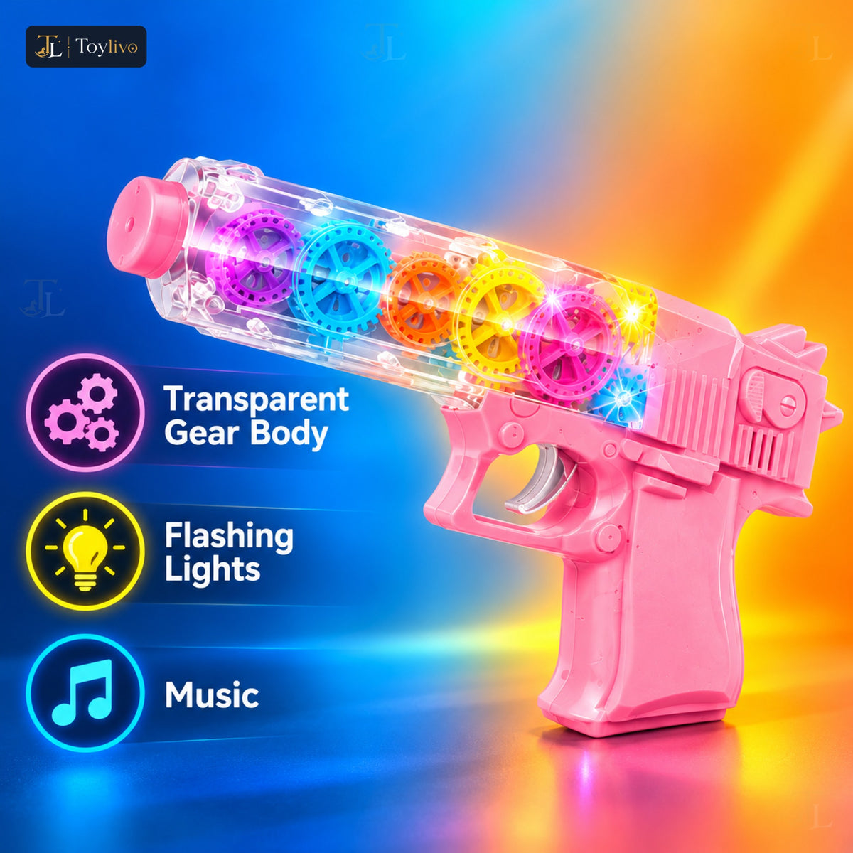 Electric Gear Light Pistol Toy Gun – features
