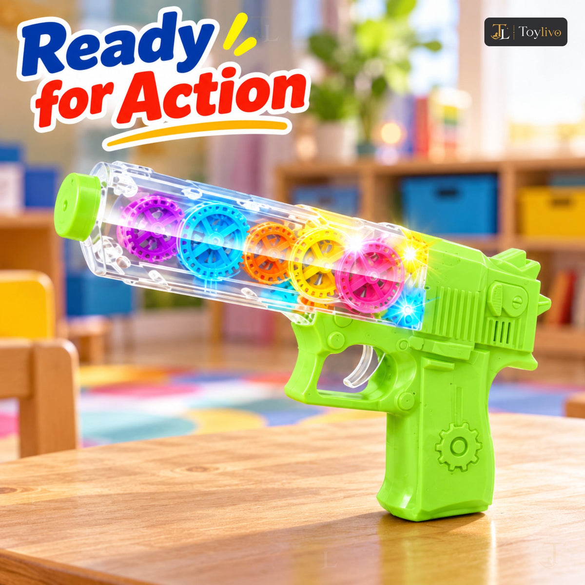 Electric Gear Light Pistol Toy Gun – features
