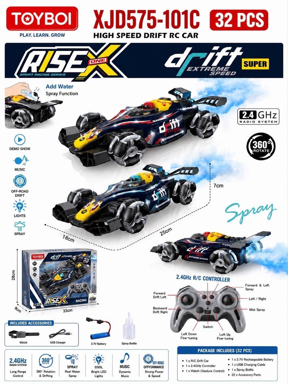 High Speed RC Drift Formula Car with Spray