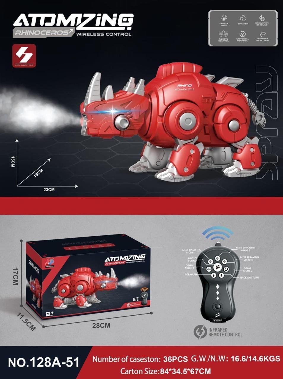 RC Atomizing Rhino Robot with Spray