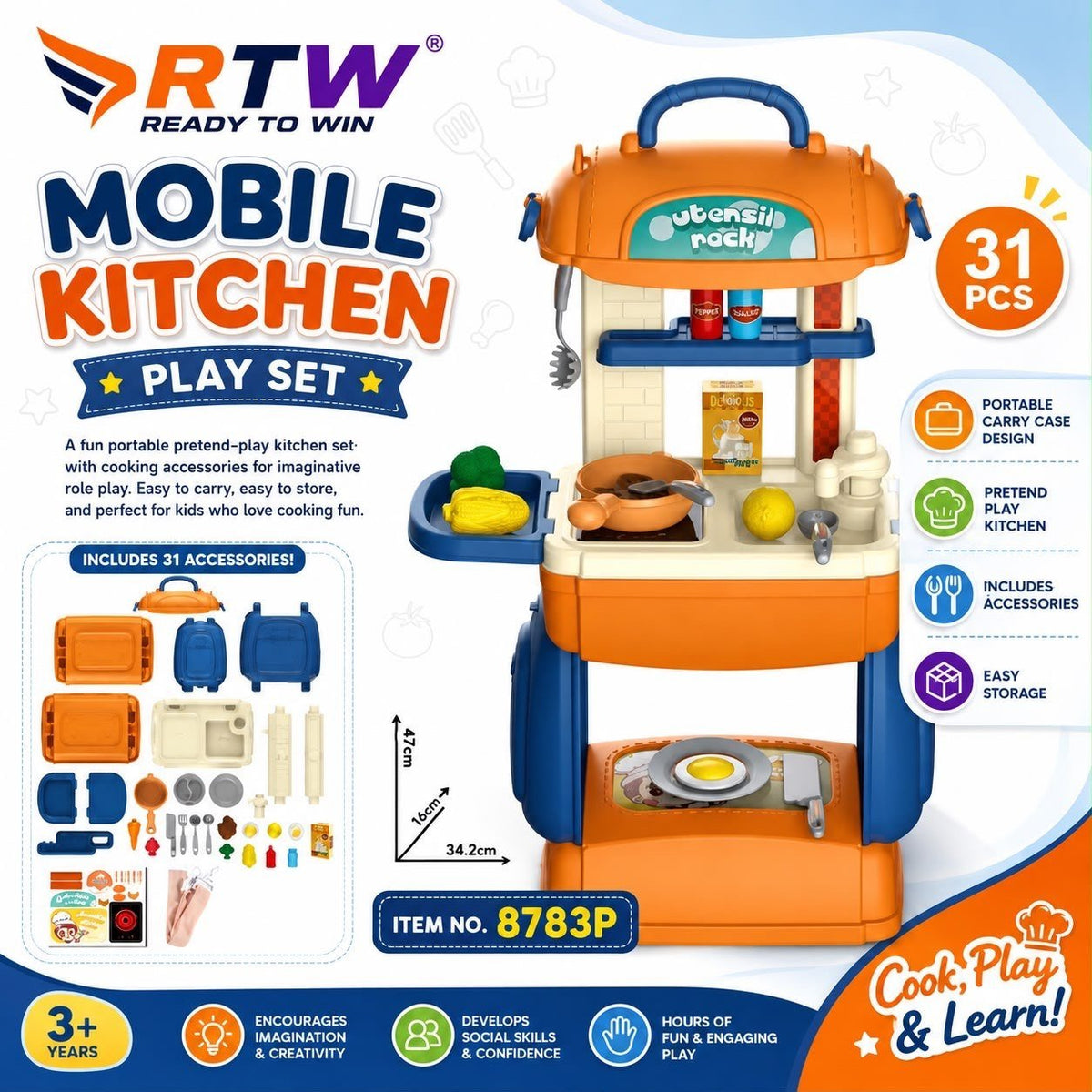 Mobile Kitchen Play Set (31 Pcs)