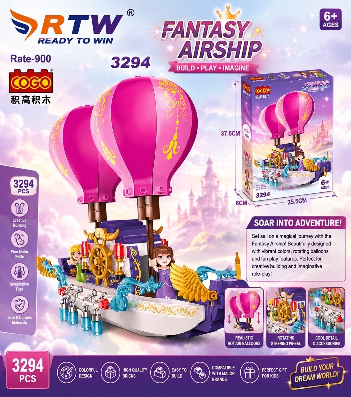 Fantasy Airship Building Block Set (3294 Pcs)