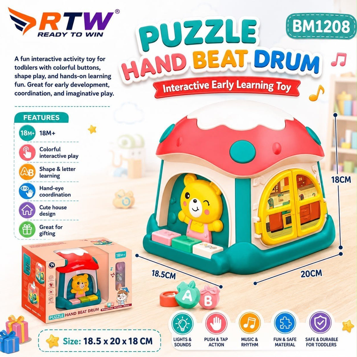 Puzzle Hand Beat Drum Learning Toy