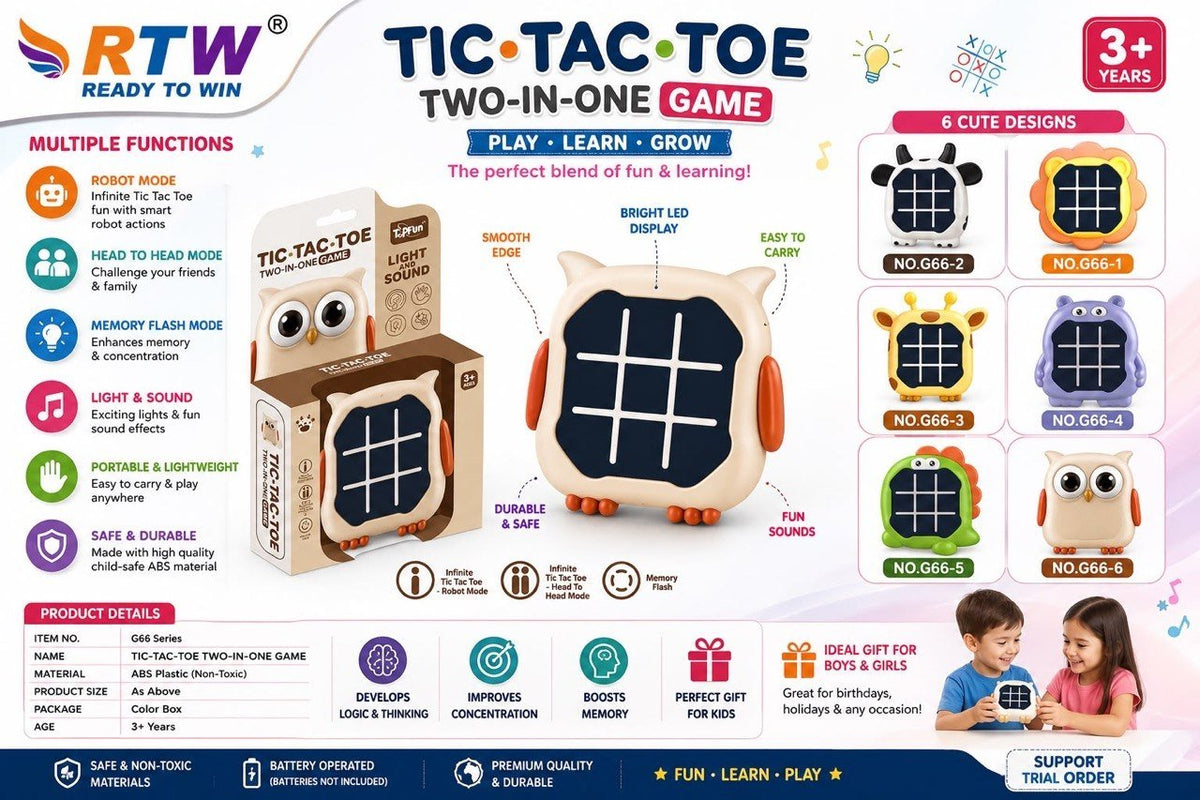 2-in-1 Tic-Tac-Toe Game with Lights & Sound