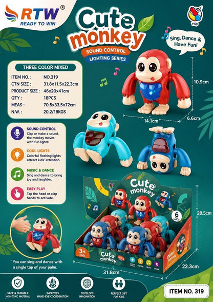 Cute Dancing Monkey Toy with Sound Control & Lights