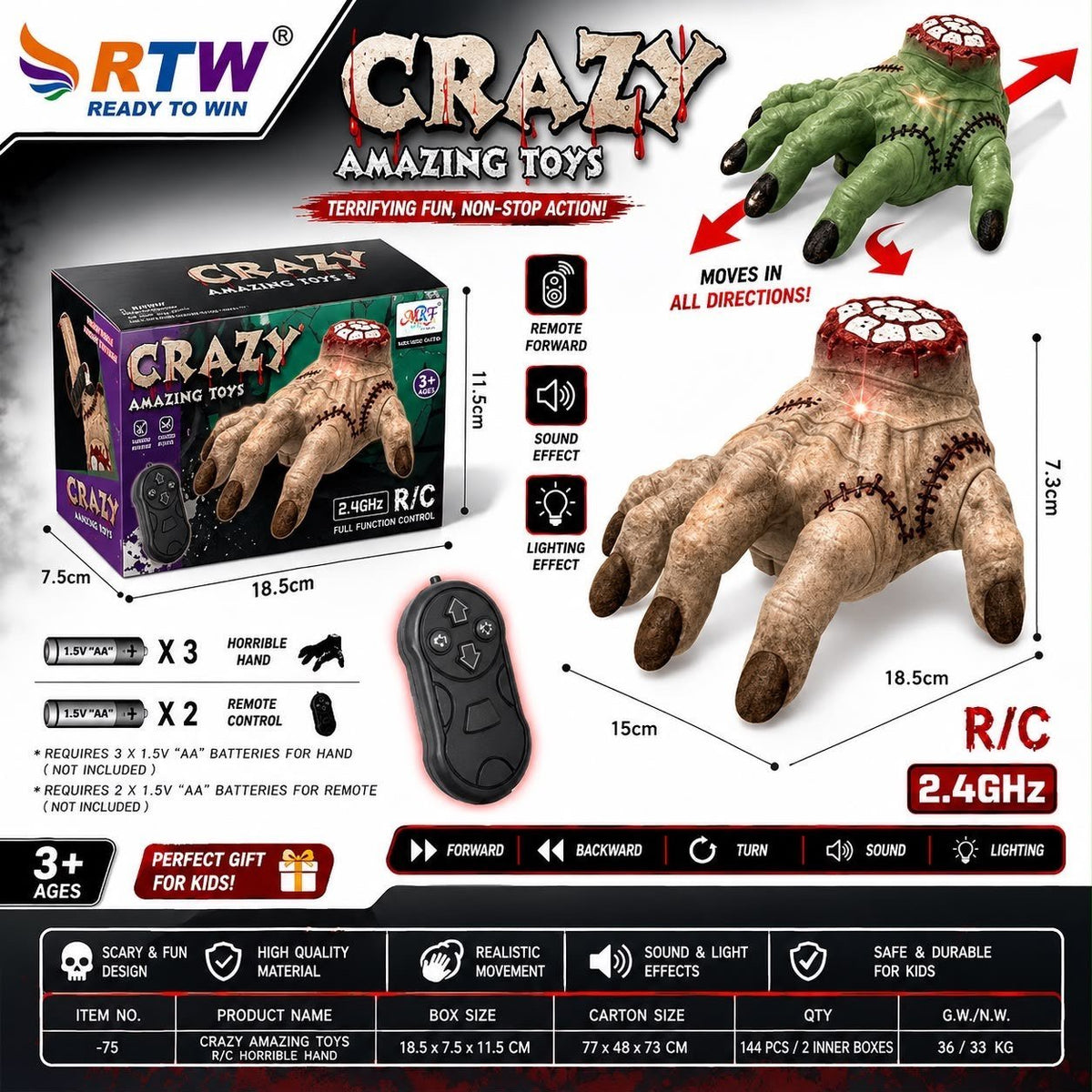 RC Crazy Zombie Hand Prank Toy
