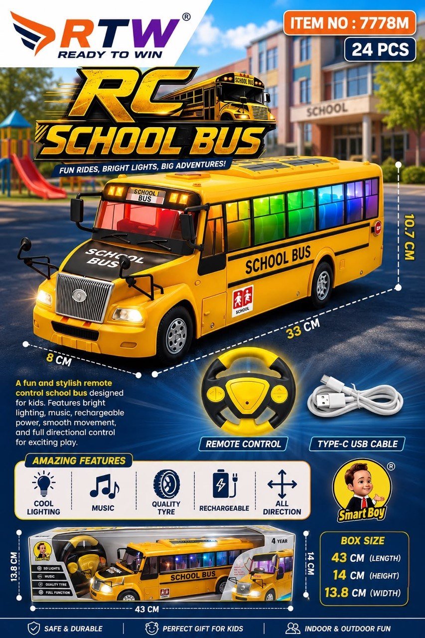 RC School Bus with Lights & Music