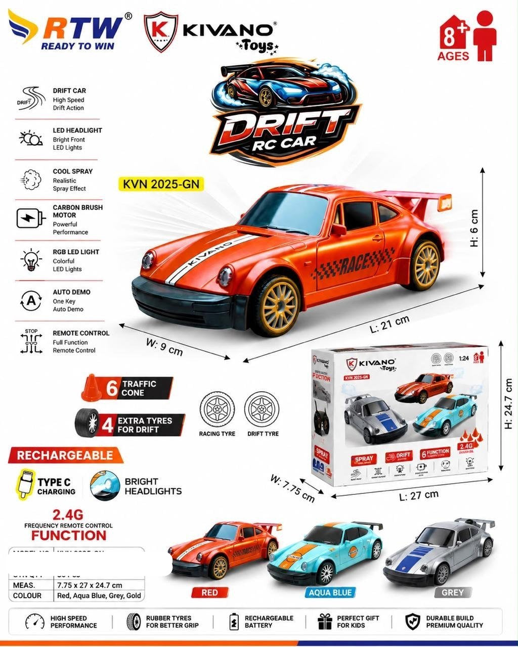 Kivano RC Drift Car with Lights