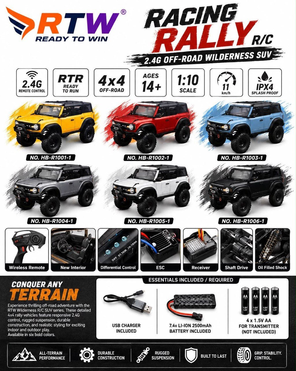 1:10 RC 4x4 Off-Road Rally SUV
