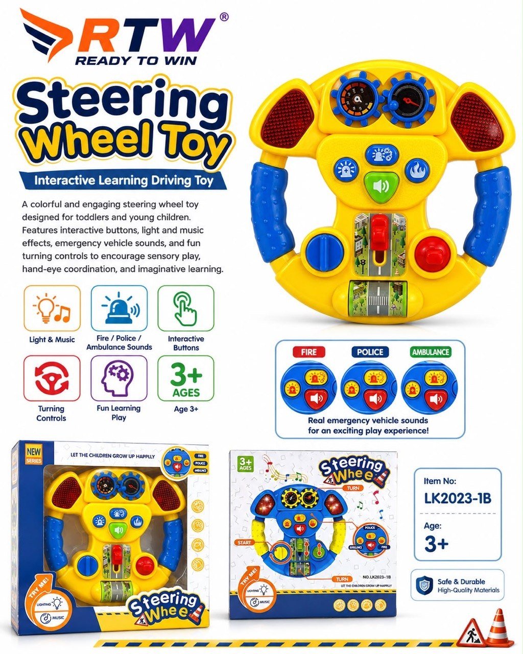 Steering Wheel Driving Toy with Lights & Sounds