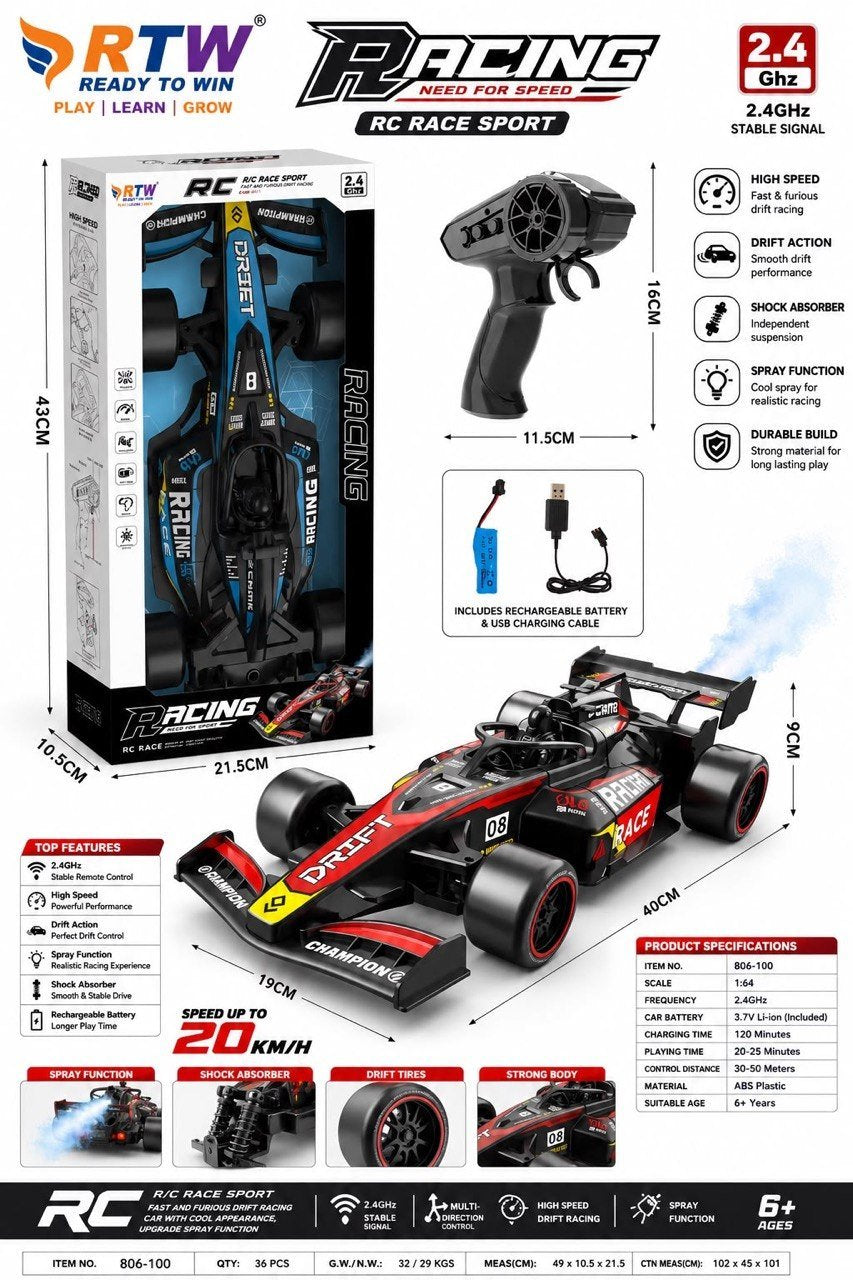 2.4GHz RC Formula Racing Car with Spray