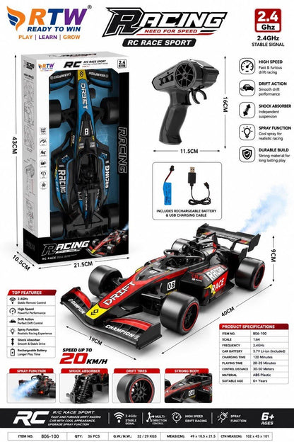 2.4GHz RC Formula Racing Car with Spray