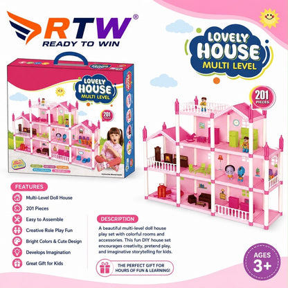 Lovely House Multi-Level Doll House (201 Pcs) - 201 Pis