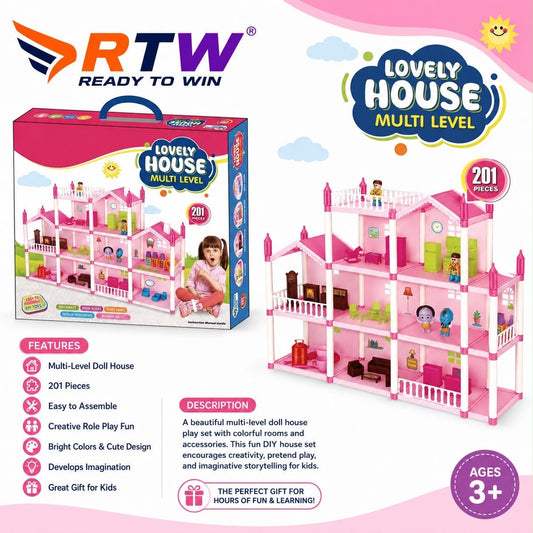 Lovely House Multi-Level Doll House (201 Pcs) - 201 Pis