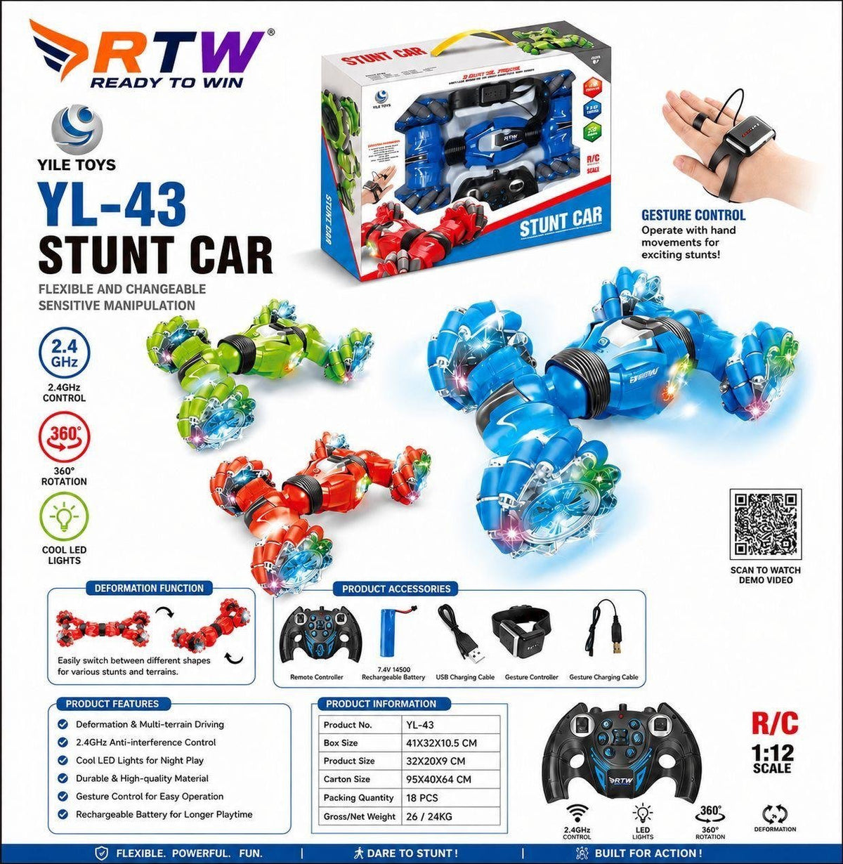 YL-43 Gesture Control RC Stunt Car