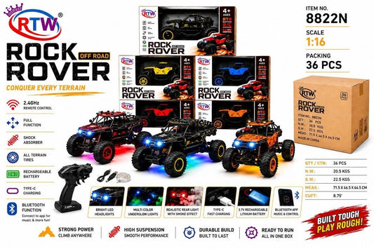 1:16 RC Rock Rover Monster Truck with Lights