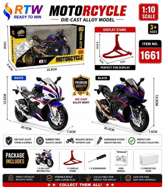 1:10 Die-Cast Sports Superbike Model with Display Stand