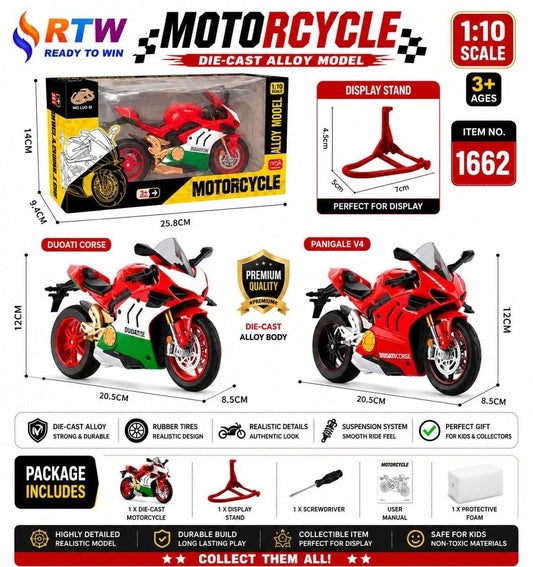 1:10 Die-Cast Racing Superbike Model with Display Stand