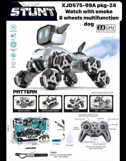 RC Stunt Robot Dog with Smoke & Watch Control