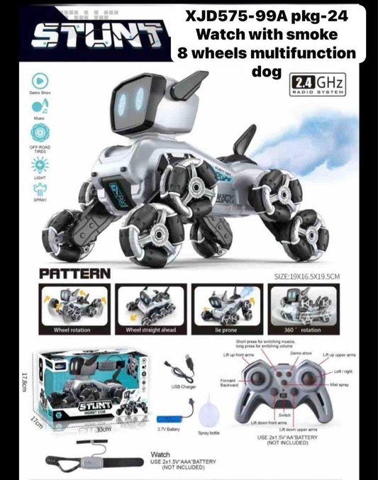 RC Stunt Robot Dog with Smoke & Watch Control