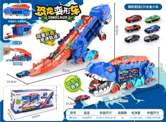 Dinosaur Transforming Truck with Slide Track & Cars - Mf111