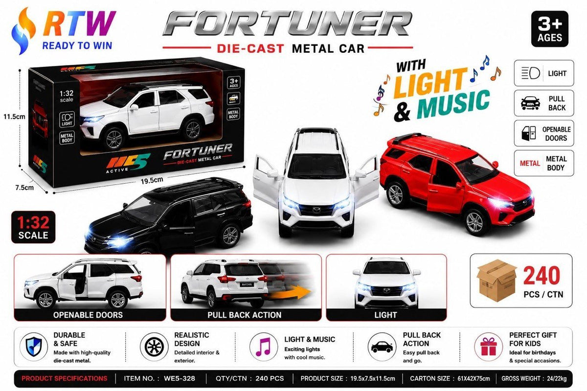 1:32 Die-Cast Fortuner SUV Model with Light & Music