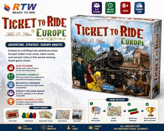Ticket to Ride Europe Board Game