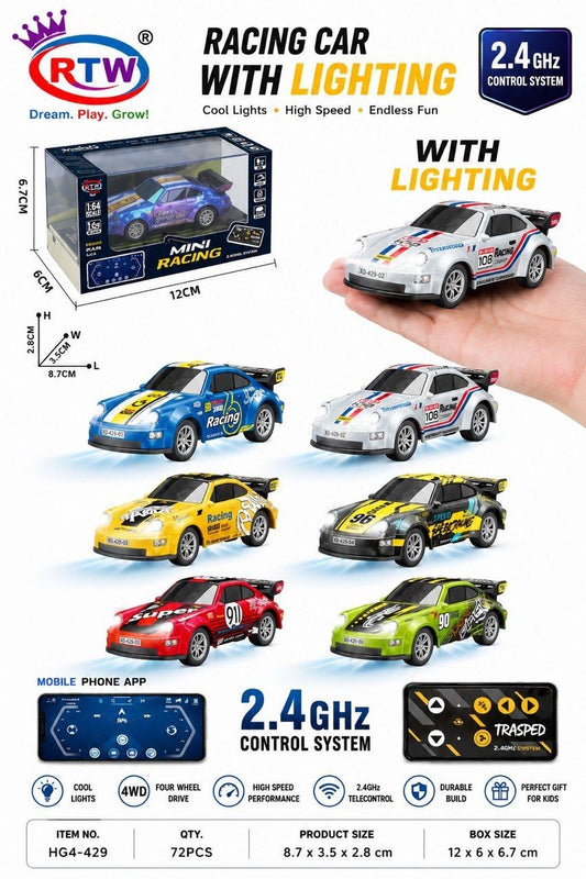 2.4GHz Mini RC Racing Car with Lighting & App