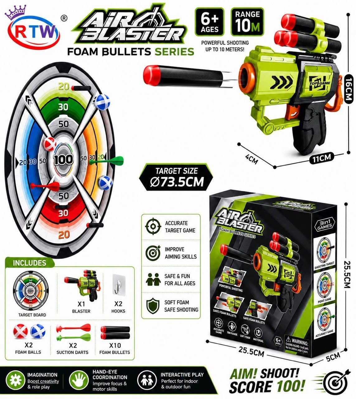 Air Blaster Foam Bullet Gun with Target