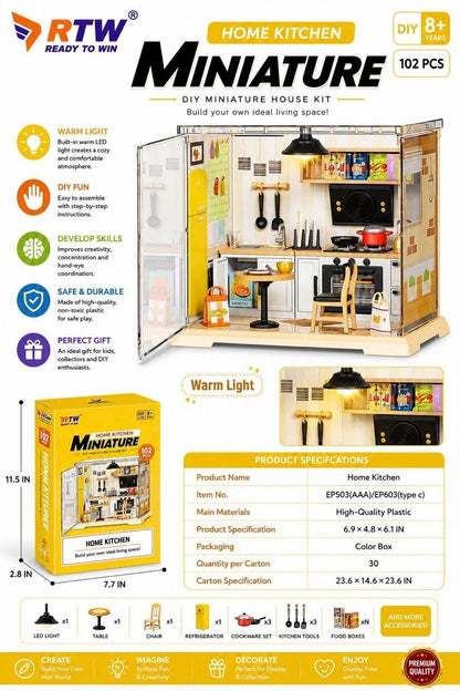 DIY Miniature House Kit - Home Kitchen (102 Pcs)
