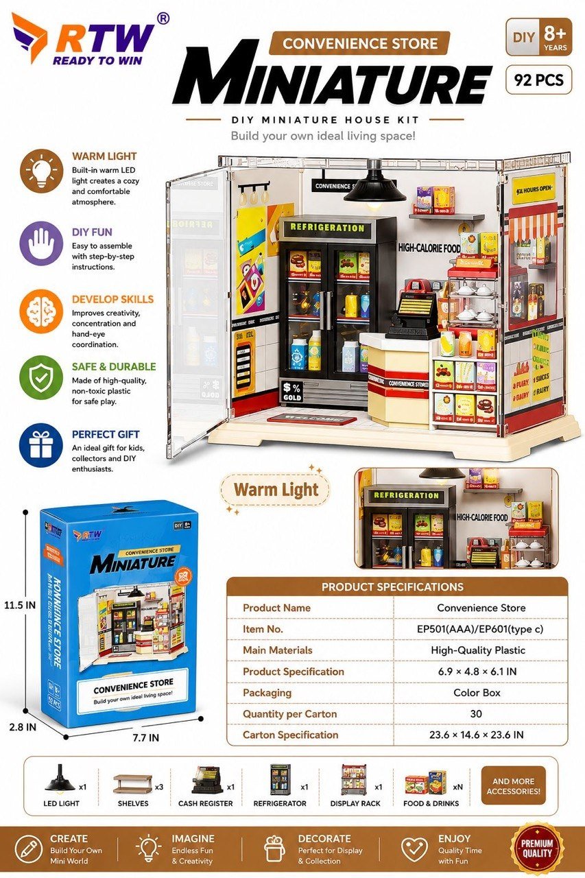 DIY Miniature House Kit - Convenience Store (92 Pcs)