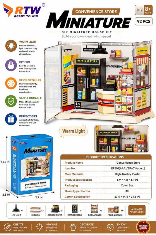 DIY Miniature House Kit - Convenience Store (92 Pcs)