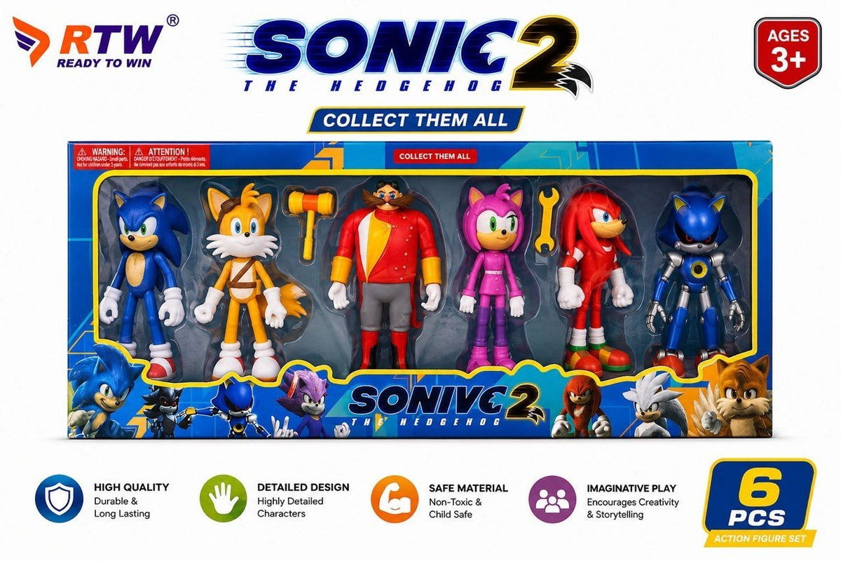 Sonic the Hedgehog 2 Action Figure Set (6 Pcs)