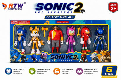 Sonic the Hedgehog 2 Action Figure Set (6 Pcs)