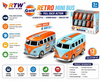 Die-Cast Retro Mini Bus with Pull Back Action