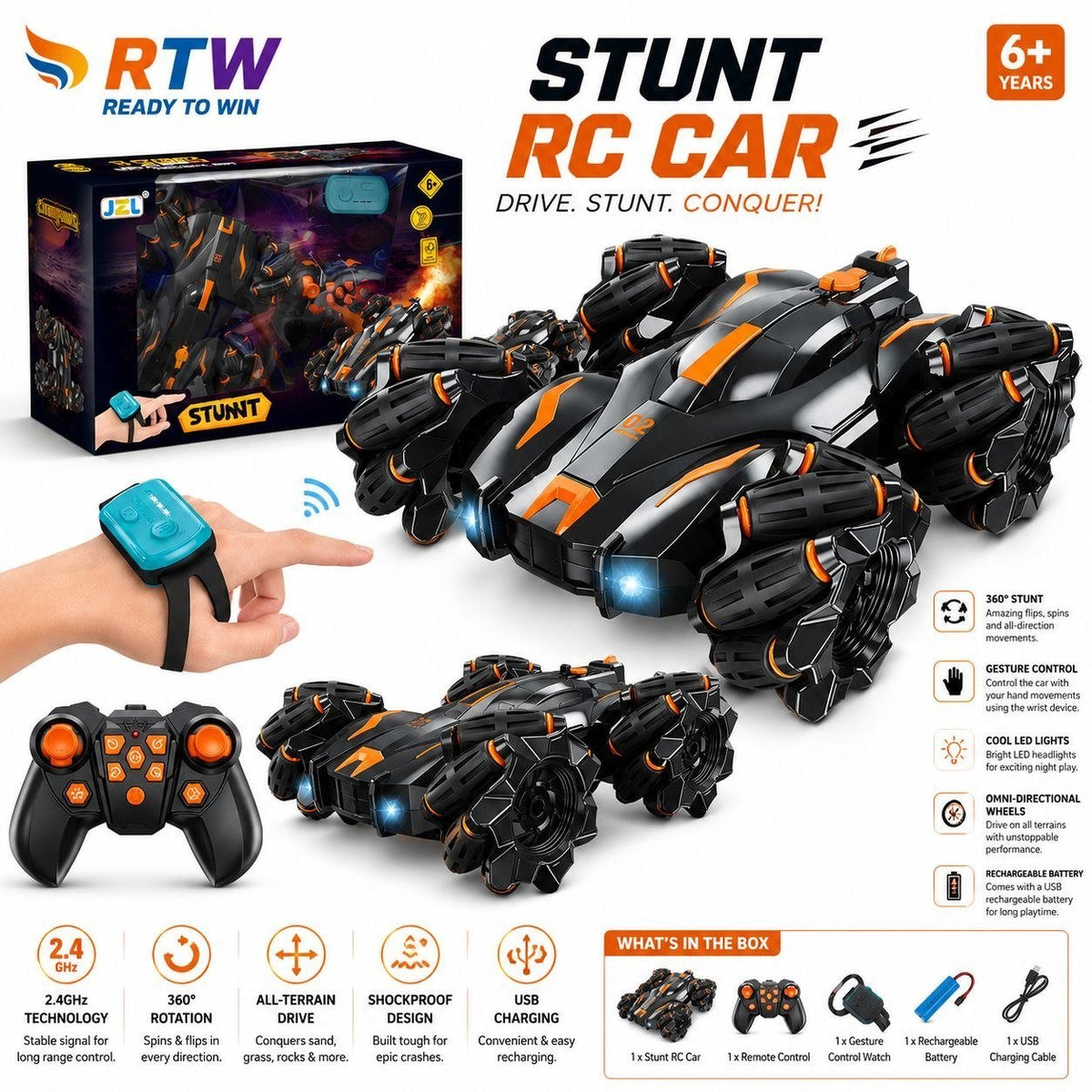 RC Stunt Car with Watch Gesture Control